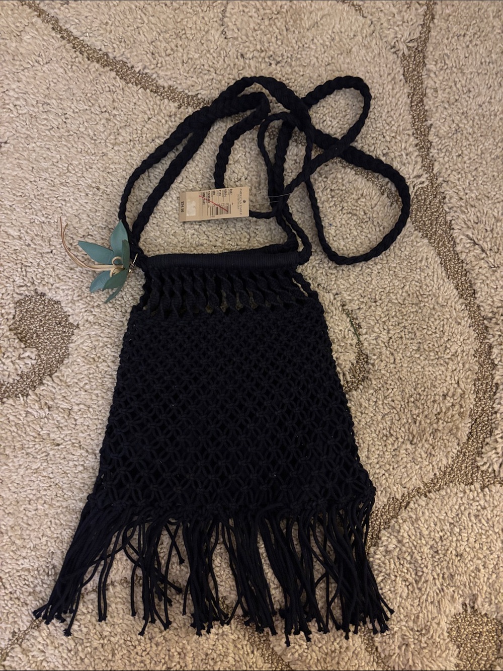 Navy Braided  Crossbody Bag